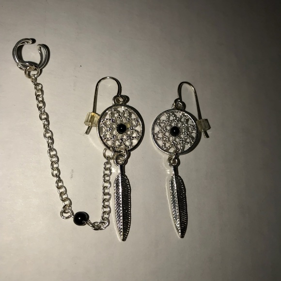 Silver Dreamcatcher Earring and Cuff - Picture 3 of 5